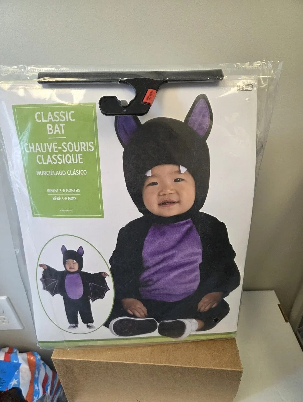 Classic Infant Bat Costume --Infant 3-6 months Halloween- Soft and Cozy--NIP